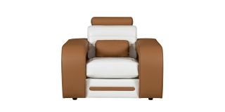 Ibby Tan And White Bonded Leather Armchair