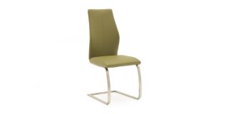 Pair Of Irma Dining Chairs - Brushed Steel Olive