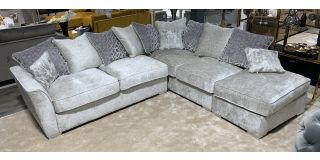 Wimslow Grey RHF Fabric Corner Sofa With Scatter Back And Chrome Legs
