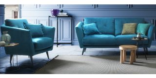 Cave Turquoise Fabric 3 + 1 Sofa Set With Wooden Legs Newtrend Available In A Range Of Leathers And Colours 10 Yr Frame 10 Yr Pocket Sprung 5 Yr Foam Warranty