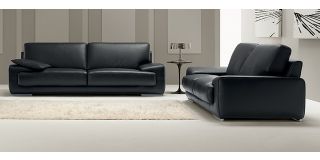 Evita Black Leather 3 + 2 Sofa Set With Chrome Legs Newtrend Available In A Range Of Leathers And Colours 10 Yr Frame 10 Yr Pocket Sprung 5 Yr Foam Warranty