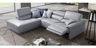 Brooklyn Lilac LHF Semi-Aniline Leather Electric Corner With Adjustable Headrests And Chrome Legs Newtrend Available In A Range Of Leathers And Colours 10 Yr Frame 10 Yr Pocket Sprung 5 Yr Foam Warranty