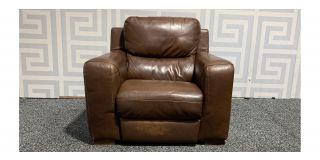 Lucca Brown Leather Armchair Electric Recliner Sisi Italia Semi-Aniline With Wooden Legs - Colour Faded With Few Scuffs (see images) High Street Furniture Store Cancellation 48322