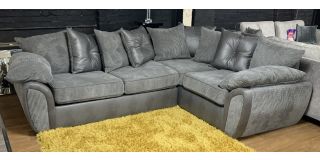 Lex Grey RHF Fabric Corner Sofa Bed With Scatter Back(Mattress Size 185cm x 120cm) Ex-Display Showroom Model 48585