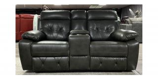 Dark Grey Bonded Leather Regular Sofa Manual Recliner With Drinks Holders - Scuffs And Marks On Sides (see images) Ex-Display Showroom Model 48594