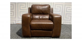 Lucca Brown Leather Armchair Electric Recliner Sisi Italia Semi-Aniline With Wooden Legs - Few Scuffs (see images) High Street Furniture Store Cancellation 48647