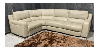 Lucca Cream LHF Double Electric Recliner Corner Sofa Sisi Italia Semi-Aniline With Wooden Legs - Colour Fade And Few Scuffs (see images) High Street Furniture Store Cancellation 48897