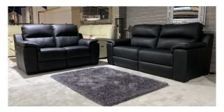 Garbo Black New Trend Semi-Aniline Leather 3 + 2 Sofa Set With Wooden Legs