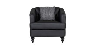 Adam Black Bonded Leather Armchair With Wooden Legs