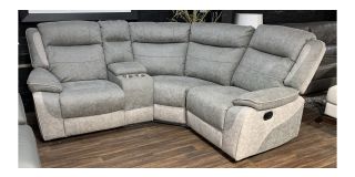 Paige Grey Soft Endurance Fabric Fabric Corner Sofa Manual Recliner With Drinks Holder - Marks On Right Side (see images) Ex-Display Showroom Model 50234