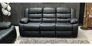 Roman Black Recliner Leather Sofa 3 Seater Bonded Leather - 6 Weeks Delivery