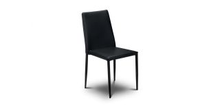 Jazz Stacking Chair - Black - Black Faux Leather - Covered Steel Framework