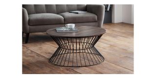 Jersey Round Wire Coffee Table - Walnut - Walnut Effect Finish - Black Metal