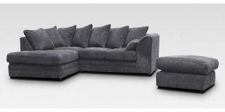 Dylan Corner LHF Grey Jumbo Cord With Footstool