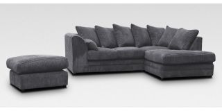 Dylan Corner RHF Grey Jumbo Cord With Footstool