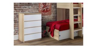 Jupiter 4 Drawer Chest - White-Oak - Oak-White