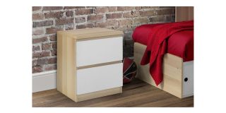 Jupiter 2 Drawer Bedside - White-Oak - Oak-White