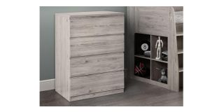 Jupiter 4 Drawer Chest - Grey Oak - Oak-White