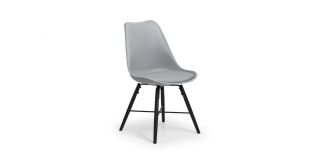 Kari Dining Chair - Grey & Black - Grey Faux Leather - Polypropylene