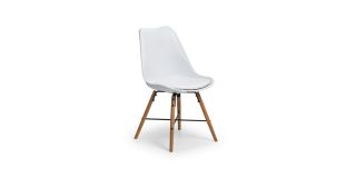Kari Dining Chair - White & Oak - White Faux Leather - Polypropylene