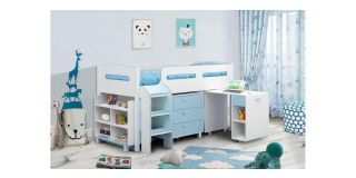 Kimbo Cabin Bed - Blue - Matt White Coating with Melamine Edging - Coated Particleboard