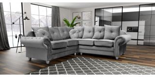 Knightsbridge Grey Fabric 2C2 Corner Sofa With Scatter Back And Wooden Legs