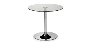 Kudos Glass Pedestal Table - Chrome Plating - Chromed Metalwork
