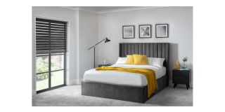 Langham Scalloped Headboard Storage Bed - Grey - Grey Velvet - Other Sizes Available - 135cm 150cm 180cm
