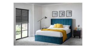 Langham Scalloped Headboard Storage Bed - Teal - Teal Velvet - Other Sizes Available - 135cm 150cm 180cm