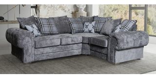 Verona Grey RHF Scatter Back Fabric Corner Sofa With Chrome Legs