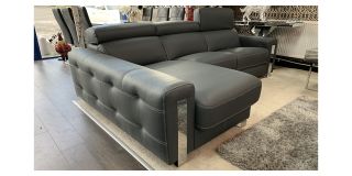 Dubai Semi Aniline Leather Corner Sofa LHF Grey Pedro Ortiz Hand Made Sofa