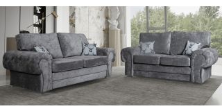 Verona Grey Formal Back 3 + 2 Fabric Sofa Set With Chrome Legs