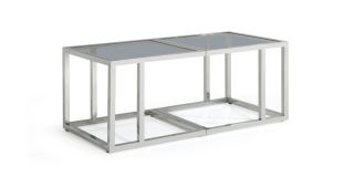 Lille Coffee Table Polished Stainless Steel Frame with Tinted Glass