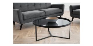 Loft Coffee Table - Smoked Glass - Black Metal