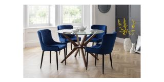 Luxe Velvet Dining Chair - Blue-Black - Blue Velvet