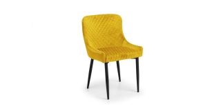 Luxe Velvet Dining Chair - Mustard-Black - Mustard Velvet