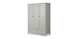 Maine 3 Door Combination Wardrobe - Dove Grey - Dove Grey Lacquer - Solid Pine with MDF