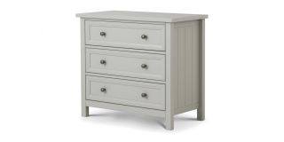 Maine 3 Drawer Chest - Dove Grey - Dove Grey Lacquer - Solid Pine with MDF
