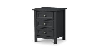 Maine 3 Drawer Bedside - Anthracite - Anthracite Lacquer - Solid Pine with MDF