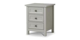 Maine 3 Drawer Bedside - Dove Grey - Dove Grey Lacquer - Solid Pine with MDF