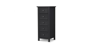 Maine 5 Drawer Tall Chest - Anthracite - Anthracite Lacquer - Solid Pine with MDF