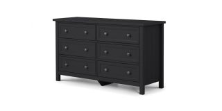 Maine 6 Drawer Wide Chest - Anthracite - Anthracite Lacquer - Solid Pine with MDF