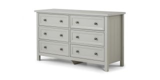 Maine 6 Drawer Wide Chest - Dove Grey - Dove Grey Lacquer - Solid Pine with MDF