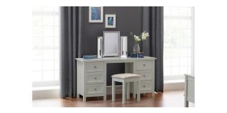 Maine Dressing Table - Dove Grey Lacquer - Solid Pine with MDF