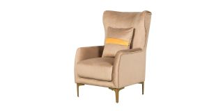 Mane Coffee Fabric Armchair Plush Velvet With Chrome Legs