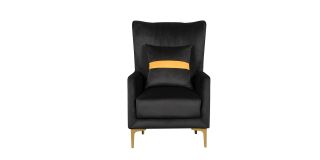 Mane Black Fabric Armchair Plush Velvet With Chrome Legs