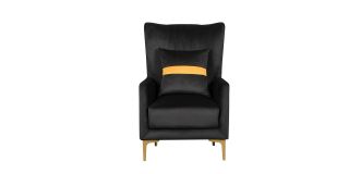 Mane Black Fabric Armchair Plush Velvet With Chrome Legs
