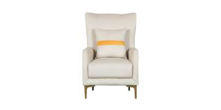 Mane White Fabric Armchair Plush Velvet With Chrome Legs