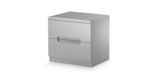 Manhattan 2 Drawer Bedside - Grey - Grey High Gloss - Coated Particleboard