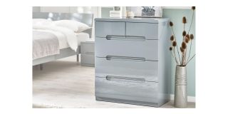 Manhattan 3+2 Drawer Chest - Grey - Grey High Gloss - Lacquered MDF